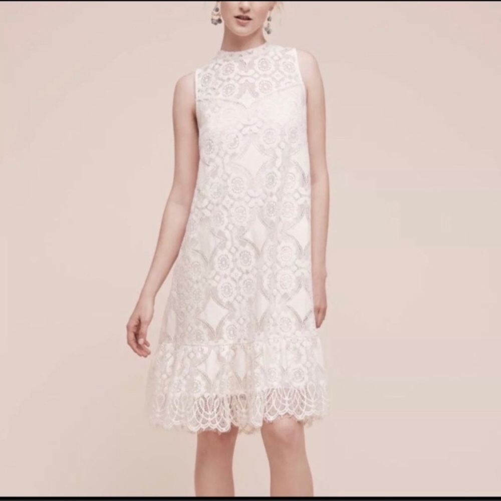 Anthropologie Floreat Manon Ivory Lace Midi Dress